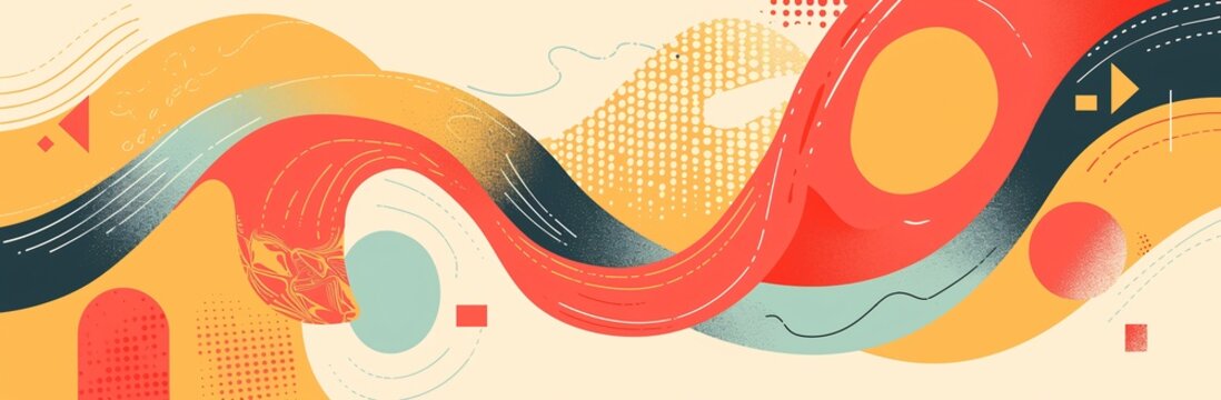 nirmana Abstract flat color handrawn doodle geometric shapes background