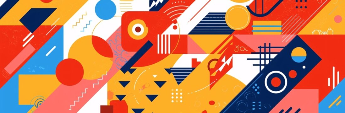 nirmana Abstract flat color handrawn doodle geometric shapes background