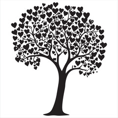 Valentin day Vector  tree silhouette isolated on white