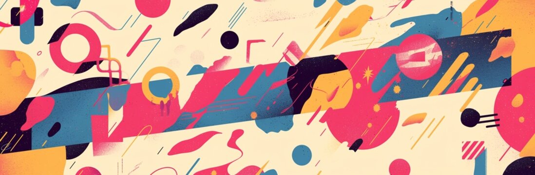 nirmana Abstract flat color handrawn doodle geometric shapes background