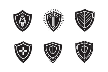 Shield logo Icon silhouette Vector illustration art