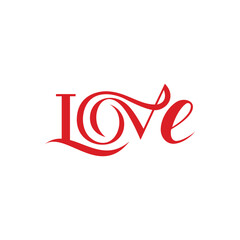 Elegant Red LOVE Lettering Design for Romantic Stock Photos