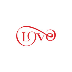 Elegant Red LOVE Script Typography Design
