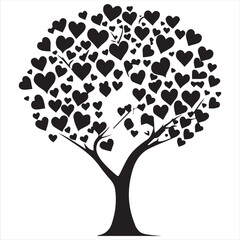 Valentin day Vector  tree silhouette isolated on white