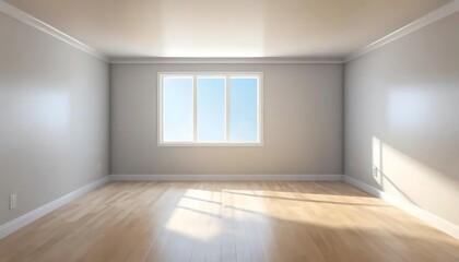Fototapeta premium Empty Room With Hardwood Floor And Large Window