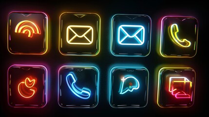contect camunication  icon set