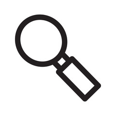 Magnifying glass icon with circular lens and handle, search concept.