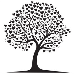 Valentin day Vector  tree silhouette isolated on white