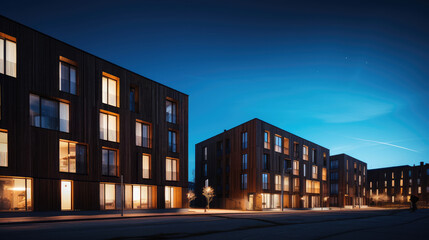 Obraz premium Modern Apartment Facades Under Night Sky