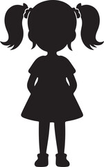 Adorable Little Girl Silhouette Illustration with Pigtails a Cute Vector Graphic