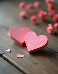 Fototapeta premium hearts on wooden background