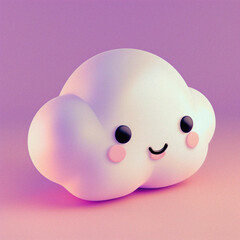 Cute Kawaii Cloud with Smiling Face &ndash; Vector Illustration