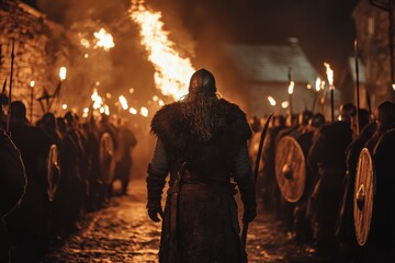 Warriors rally under flickering flames in a historic night gathering full of courage and camaraderie