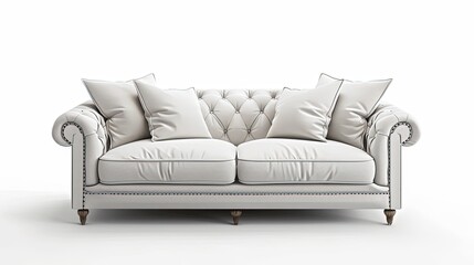 Fototapeta premium Elegant White Sofa with Decorative Cushions