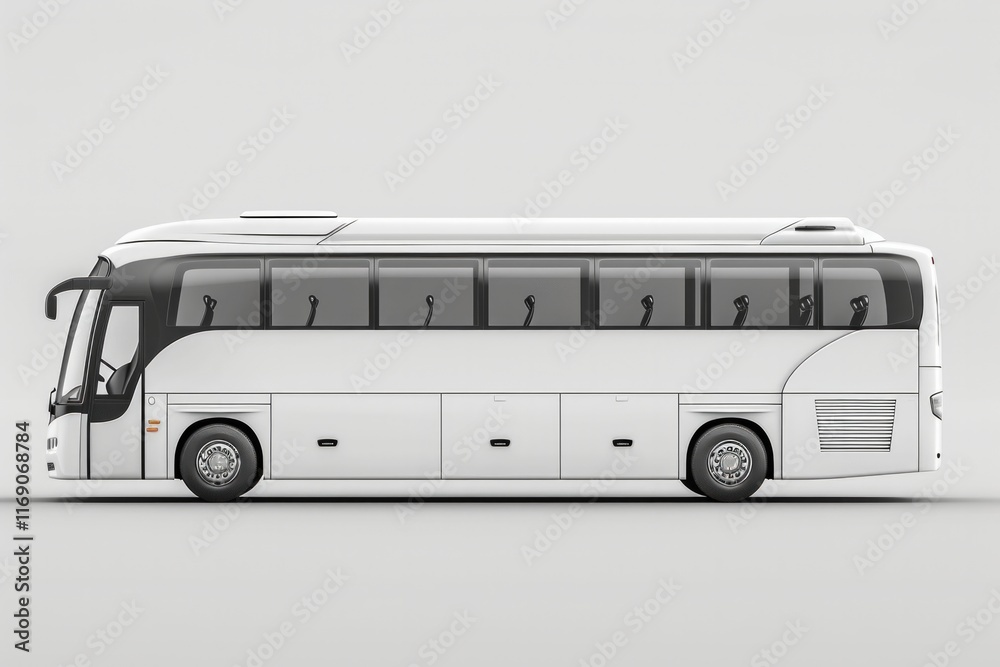 Fototapete white bus with black windows and a gray background. ai generative. .