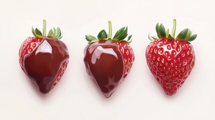 Chocolate dipped strawberries isolated on white