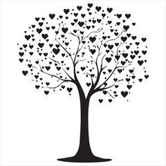 Valentin day Vector  tree silhouette isolated on white