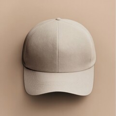 Beige Baseball Cap Mockup on Tan Background