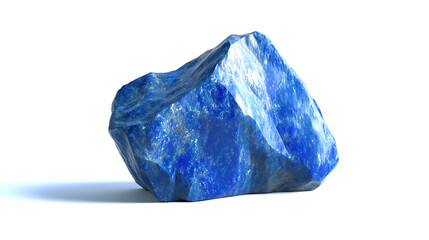 one single lapis lazuli stone isolated on solid white background	