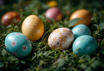 A festive arrangement of Easter eggs