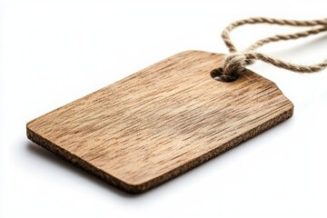 Fototapeta premium Durable textured retail tags product display image of wooden tag minimalist setting close-up perspective professional quality