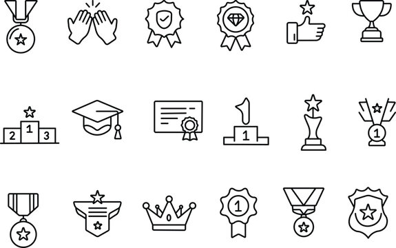 "Quality Badge and Success Icons - Linear Icon Collection"