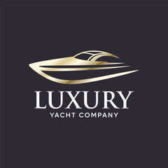 Yacht logo formed with luxurious gold color