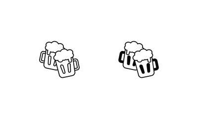 Cheers Emoji icon set line and glyph vector illustration