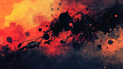 Vibrant ink background with splash effect in fiery colors