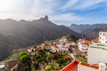 Fototapeta premium Panoramic view of Tejeda and Roque Bentayga, Canary Islands, Spain. November 2024