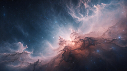 Beautiful and Colorful Nebula Shining with Bright Stars and Explosive Cosmic Energy in the Night Sky Wallpaper