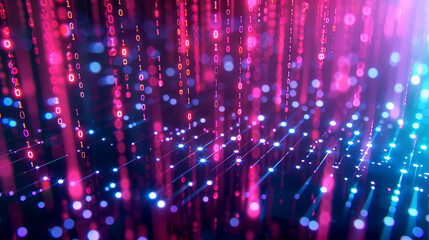 Fototapeta premium Vibrant Digital Data Streams in Neon Colors