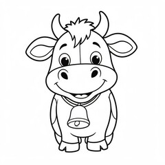 Cute Cartoon Cow Illustration for Kids Coloring Activity