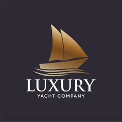 Yacht logo formed with luxurious gold color
