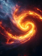 Obraz premium Cosmic Neon Fractal Vortex Glowing Swirling Stellar Patterns in Vibrant Digital Space
