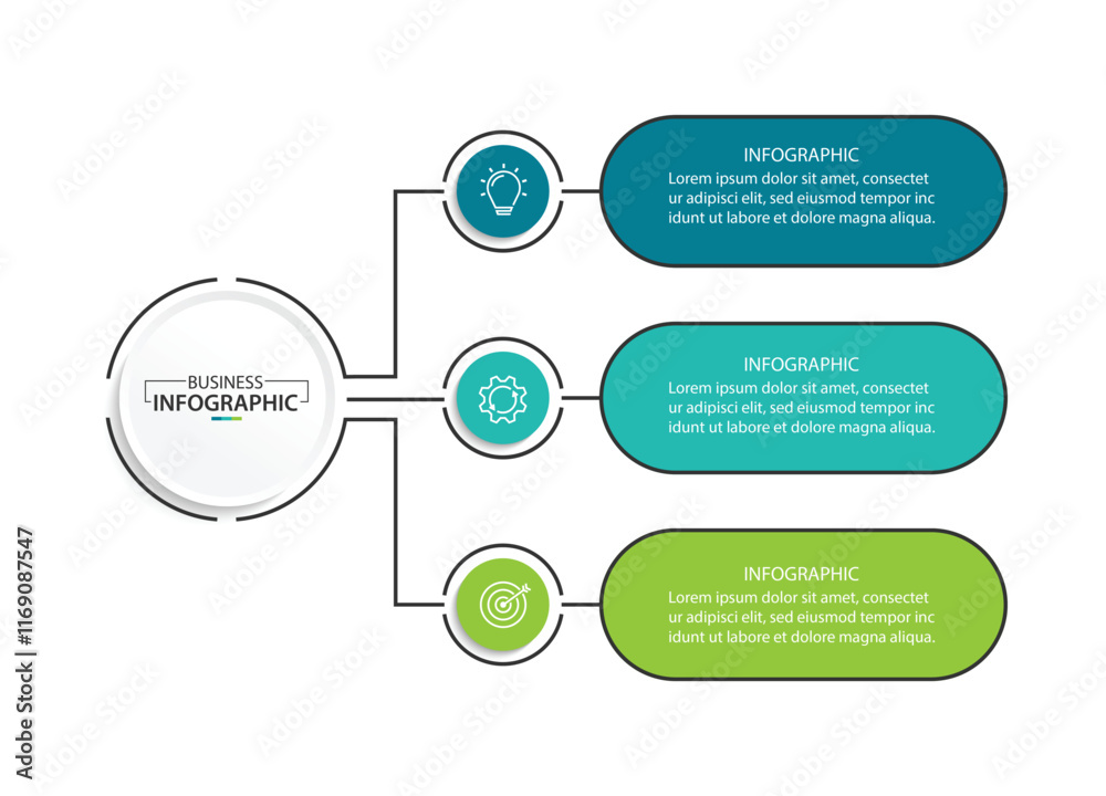 Wall mural vector infographic label design with circle infographic template design and 3 options or steps.