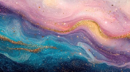 Obraz premium Enchanting blend of holographic colors in swirling patterns with vivid pinks and blues