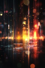 Obraz premium Futuristic Glass Cylinder in a Digital Cityscape