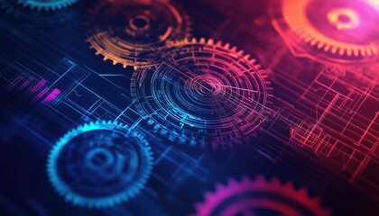 Detailed Engineering Design Featuring Mechanical Gears. An Intricate Blueprint Showcasing The Inner Workings Of A Mechanical System With Precision.
