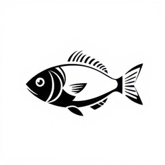 Fototapeta premium black and white fish icon in white backround