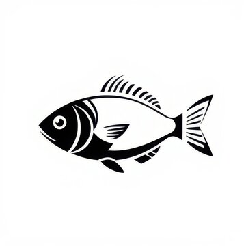 black and white fish icon in white backround