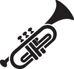 Elegant Black Trumpet Silhouette Illustration Vector Graphic © Creative Image  