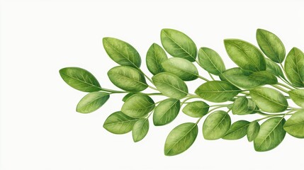 Fototapeta premium Bunch of fresh sage leaves, vibrant green, dynamic arrangement, botanical illustration, high detail, isolated on white background