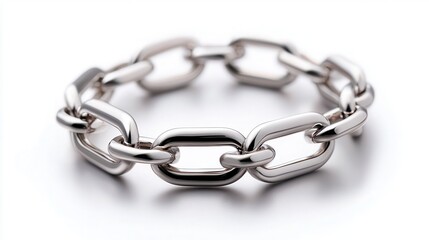 Obraz premium Minimalist chain bracelet with a polished texture, displayed on a bright white background