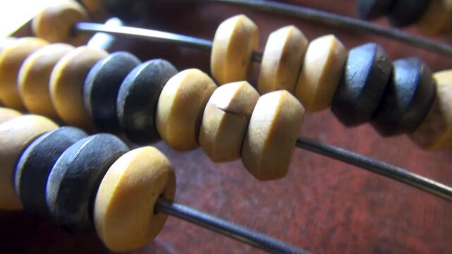 Old wooden abacus close up
