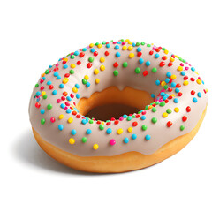 Colorful Donut with Sprinkles Isolated on Transparent Background
