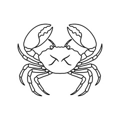black and white crab vector illustration. seafood and fish. Stone crab flat, sea crab silhouette vector graphics.