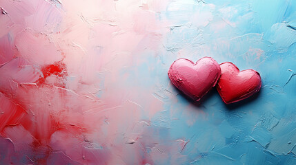 A soft pastel background with a few soft brushstroke hearts on one side, leaving the other side open for text. with copy space for text