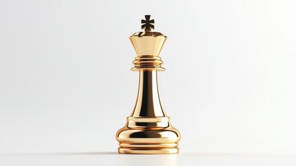Obraz premium queen chess piece in gold, leading role on board, business strategy and management concept, digital art, isolated on white background