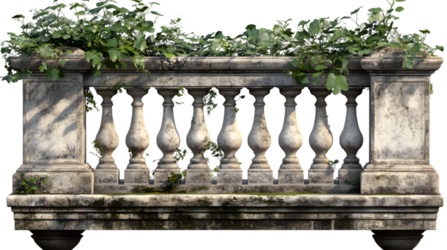 Vintage balustrade isolated on transparent background balustrade png